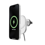 Belkin BoostCharge Pro Magnetic Wireless Car Charger with Qi2 15W, MagSafe-compatible magnetic car vent phone mount for iPhone 16, 15, 14, 13, 12 Series, 5ft /1.5m USB-C to USB-C cable included - Grey