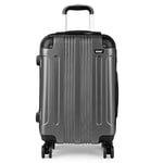 Kono Valise Cabine 56x37x23 cm Bagage à Main Rigide en ABS Ultra Léger à 4 roulettes 39L (Gris)