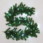 2m/200cm Pre-Lit Green Christmas Garland Alaskan Pine for Fireplaces Home Wall Door Stair Artificial Xmas Tree Garden Yard Decorations with 50 White LEDs