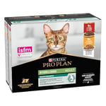 Purina Pro Plan Nourriture Humide pour Chat stérilisée Riche en Poulet et bœuf, 4 Paquets de 10 sachets de 85 g