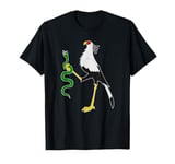 Secretary Bird Holding A Snake TShirt Gift Graphic Tee T-Shirt