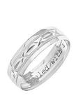 Love GOLD 9ct White Gold Diamond Cut 6mm Wedding Band With Message 'Sealed With A Kiss', One Colour, Size N, Women