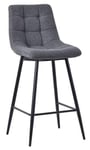 Corona Light Grey Velvet Fabric High Back Barstool with Black Metal Legs