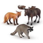 Terra by Battat – Animal Toys for Kids – 3 Forest Animal Figurines – Realistic Animal Playset – Fox, Moose, Raccoon – 3 Years + – Forest Animals - Fox, Moose, Raccoon