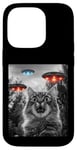 Coque pour iPhone 14 Pro Maine Coon Cat Selfie avec Alien OVNI Homme, Femme, Enfant