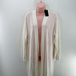 Hugo Boss Fuzizi Long Back Open Longline Crochet Cardigan, Size L White RRP £199