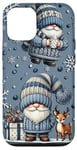 Coque pour iPhone 12/12 Pro Blue Christmas Gnomes And Baby Reindeer Snowflake For Winter