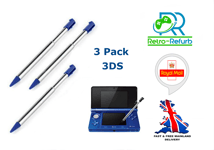 Stylus Pen For Nintendo 3DS Metal Extendable Retractable Blue Touch Pen 3 Pack