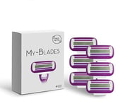 My-Blades® Cartouches de lames compatible avec Gillette Venus, Plastic Neutral, Swirl and Smooth, 6 cartouches de recharge à 4 lames pour femmes