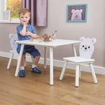 Liberty House Toys Table and Chairs Set, Engineered Wood, White, H44 x W60 x D60cm