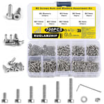 700 Pcs M2 Vis et écrous, Vis Boulon et écrous et Rondelles Set, Vis à Tête Hexagonale, Boulon Vis à Tête Cylindrique à Six Pans Creux en Acier Inoxydable, Visserie Inox Assortiment Kit