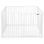 8 Panel Folding Fireplace Fence Baby Pet Safety Gate Metal Baby Safety Playpen