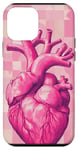 Coque pour iPhone 12 mini Rose Pop Art Anatomique Coeur Carreaux