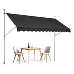 VEVOR Auvent de terrasse rétractable 350 x 120 cm, Store banne Manuel avec manivelle, Hauteur réglable 218-310 cm, abri Pare-Soleil extérieure de Balcon résistant aux UV, pour Patio/Balcon/Cour, Noir