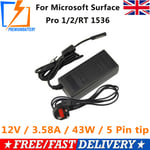 Microsoft Charger Cord For Surface, 2, Pro & Pro 2 - Ac Power Supply Adapter Uk