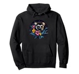 Lemur Surrounded By Beautiful Flowers Pullover Hoodie