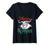 Womens Merry Krampus Christmas Ugly Monster Men Women Kids Funny V-Neck T-Shirt