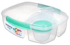 Sistema To Go Triple Split Lunch Box with Yoghurt Pot | 2L Air-Tight and Stackable Food Storage Container | BPA-Free | Assorted Colours