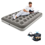 Bestway Premium Camping Double Airbed with Cordless Battery Pump, Double Flocked Inflatable Bed Portable, Air Mattress, Outdoor Camping Air Bed