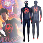 Spider-Man Across The Spider-Verse Cosplay-dräkt för vuxna, Spiderman Miles Morales Jumpsuits Halloween-fest Fancy Dress 160