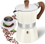 Retoteng Stovetop Espresso Maker, 3 Cup Moka Pot - 5oz 3 Cups, White 