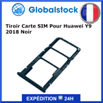 Tiroir Double Sim + SD Carte Mémoire pour HUAWEI Y9 2018 / Enjoy 8e - NOIR