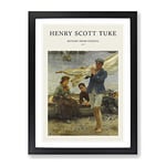 Returning By Henry Scott Tuke Exhibition Museum Painting Framed Wall Art Print, Ready to Hang Picture for Living Room Bedroom Home Office Décor, Black A2 (64 x 46 cm)