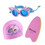 Endless Kids Swimming Adventure Set – Fun Goggles, Playful Cap & Sturdy Kickboard| Anti-Fog, UV Protection | Cartoon Printed | Durable|Ideal for Boys & Girls | Perfect for Swim Lessons & Pool Playtime