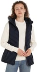 Tommy Hilfiger Women's Chevron Quilted Gilet with Hood, Blue (Desert Sky), XL