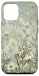 iPhone 14 Olive Green Boho Botanical Wildflowers Plants Case