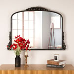 Shyfoy - Grand miroir en arc vintage, miroir vintage de style victorien avec cadre noir, 90 x 60 cm