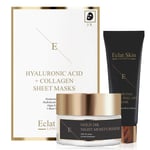 Eclat Skin London Unisex Anti-Wrinkle Night Moisturiser 24K Gold + Peel-Off Face Mask + Hyaluronic Acid & Collagen - 3 Sheets - Black - One Size