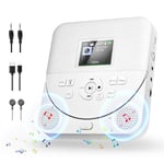 Portable cd player with bluetooth, FELEMAN personal cd player with speakers/rechargeable battery/display/headphones, Car cd player with AUX cable, can insert TF card