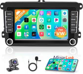 2G+64G Android Autoradio Pour Vw Golf 5 6 Skoda Passat Polo Tiguan Seat Avec Gps Wifi, 7 Pouces Poste Radio Voiture Bluetooth Avec Fm/Rds/Usb Tactile Ecran Voiture+Caméra De Recul Canbus