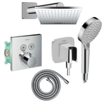 Colonne de douche thermostatique HANSGROHE ShowerSelect E Douche de tête Vernis Shape Flexible Metaflex Douchette Vernis B chromé