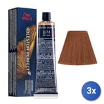 3x Colorant Koleston Perfect Cheveux Tube 8/74 Blonde Très Clair Sab.rama