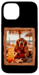 Coque pour iPhone 14 Vibes de plage pour chien avec cocktail et détente