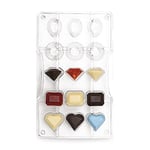 DECORA, 0050154 Moule à chocolat en forme de cœur en polycarbonate, 15 cavités de 20/30 mm, Idéal pour avoir des chocolats brillants et croquants, Poignée ergonomique brevetée, Fabriqué en Italie.