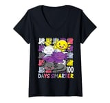 Womens 100 Days Smarter Three Cute Kawaii Axolotls Student Teacher V-Neck T-Shirt