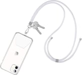 Tour De Cou Telephone Porte Clés Avec Cordon Universelle Capes De Collier De Longe Avec Plupart Des Smartphones Pour Iphone Samsung Huawei Xiaomi Blackview Oneplus Lg Blanc