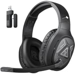 EKSA Casque Gaming sans Fil, Casque Bluetooth avec Micro, 2.4GHz Casque Gamer avec USB & Type-C, Latence Inférieure à 20MS, Batterie 52Hrs Casque Gaming pour PS4/PS5/PC/Switch/Mobile, 3.5mm câble