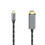 Hama 1.5 m long adapter cable (video cable, USB-C plug - HDMI™ plug, Ultra HD 4K @60Hz, aluminum, 1.50 m)