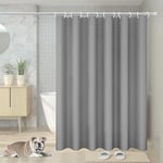 Vinabo Rideau Douche, 180 x 200 cm Rideau Gris, Rideau de Douche avec 12 Crochets, Rideau sans Percage, Rideau de Douche Tissu PEVA Imperméable Lavable en Gris