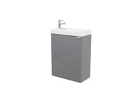 Meuble lave mains à suspendre GoodHome Imandra gris L.44 x H.55 cm + plan vasque Beni