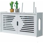 Étagère de Routeur Murales, Blanc Boîte de Rangement pour Routeur WiFi, TV Décodeur Boîte de Rangement Murale, Router Storage Box, Bois-Plastique