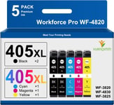 405Xl Multipack Cartouche Compatible Pour Epson 405Xl Noir 405 Cartouches D'Impression 405Xl Pour Epson Wf 4820 Cartouches D'Impression Wf-4830 Wf-3820 Wf-3825 Wf-7310 Wf-7840 (5 P[DYJ074144]