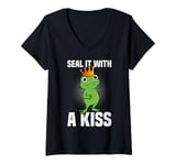 Womens Carnival Costume SEAL IT WITH A KISS Frog V-Neck T-Shirt