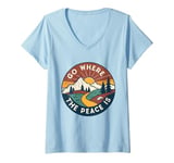 Womens Funny Outdoor Camping Go Where The Peace Is Men Women Camper V-Neck T-Shirt