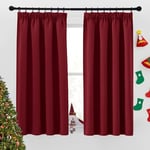 PONY DANCE Rideau Court - Rideau Occultant Thermique Draperies Opaque Double Rideaux Isolants Brise Vue Rideau Chambre Fille Garçons Enfant Adulte, L 140 sur H 145 cm, Rouge, 2 PCs