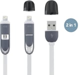 2 in 1 Data USB Sync Charging Cable Micro to iPhone 6 5 5C 5S Android Samsung LG